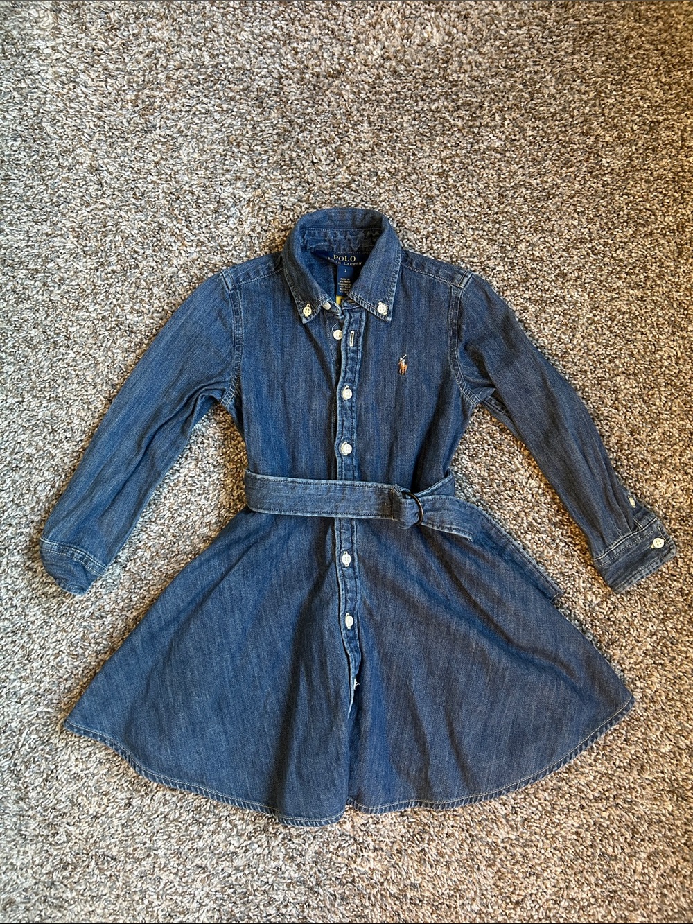 Polo by Ralph Lauren Indigo Denim Shirt Dress with Belt